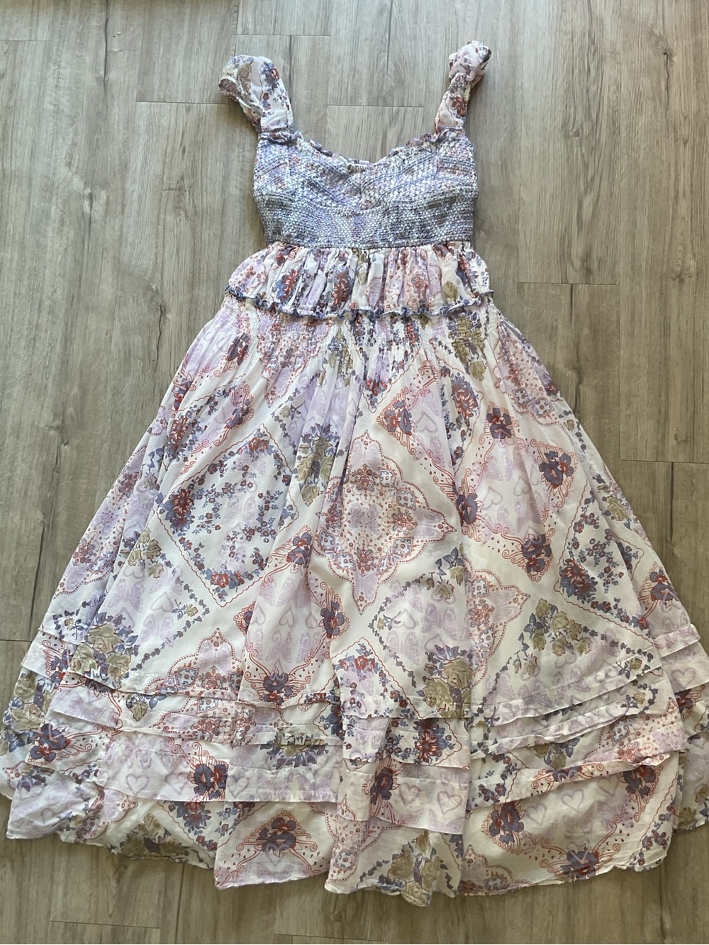 Free People Forever Favorite Lavender Paisley Smocked Maxi Dress Size Medium - Picture 4 of 16